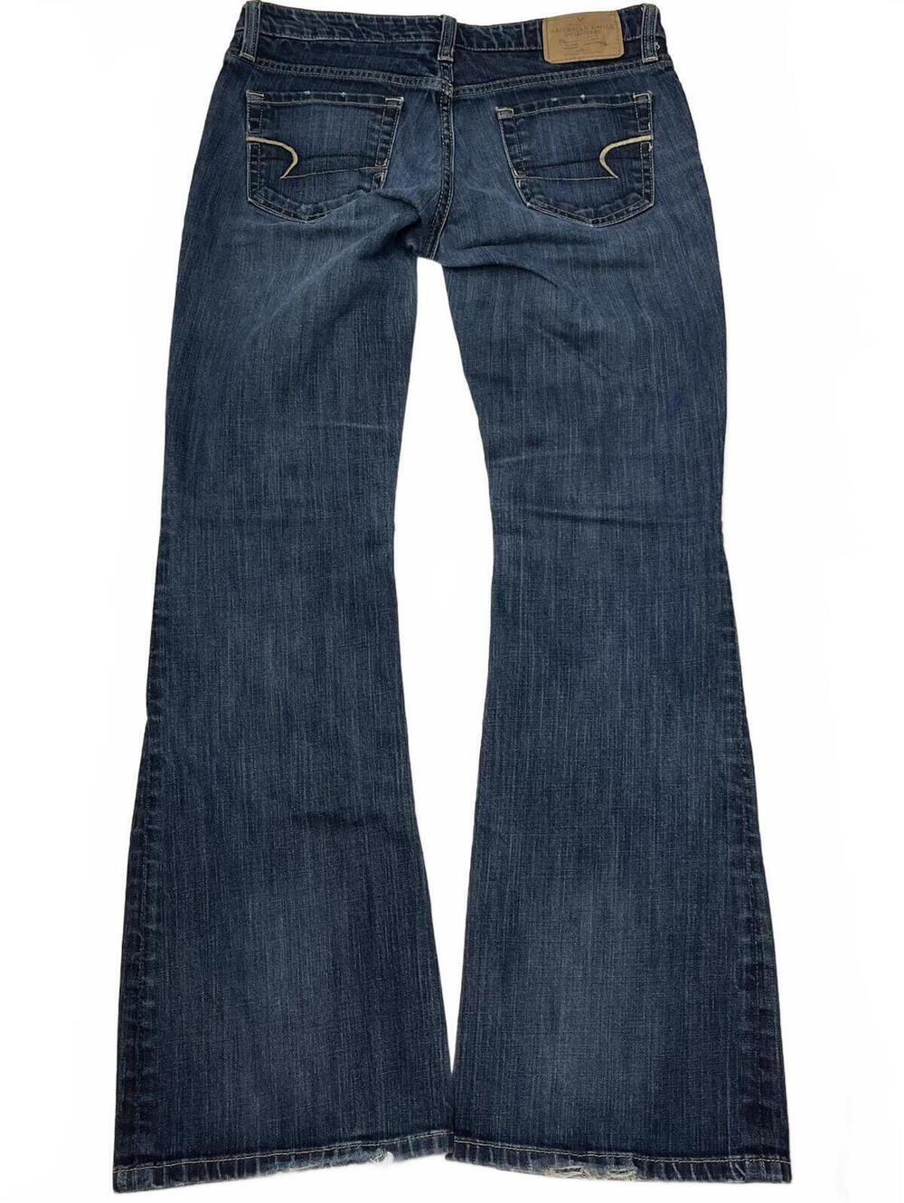 Vintage American Eagle Mid Wash Low Rise Flared Jeans 6 Reg Mexico Made 2000s
